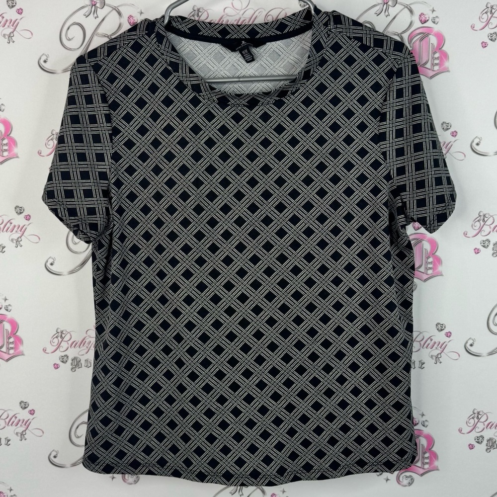 Jules & Leopold tshirt tee stripes diamond print Black and White Patterned Tee